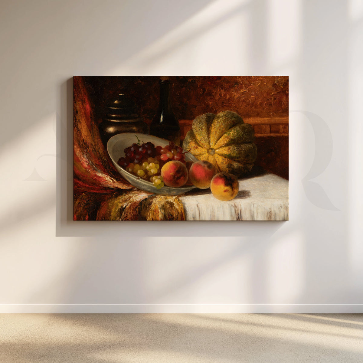 Melon and Peaches Still Life Canvas Artwork – Asha Art Studio