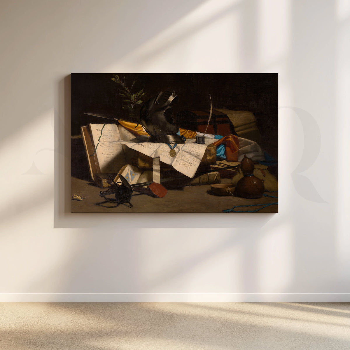 Knight’s Study Still Life Canvas Artwork – Asha Art Studio
