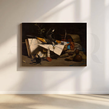 Knight’s Study Still Life Canvas Artwork – Asha Art Studio