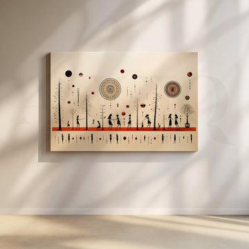 Celestial Lineage Warli Canvas Artwork – Asha Art Studio