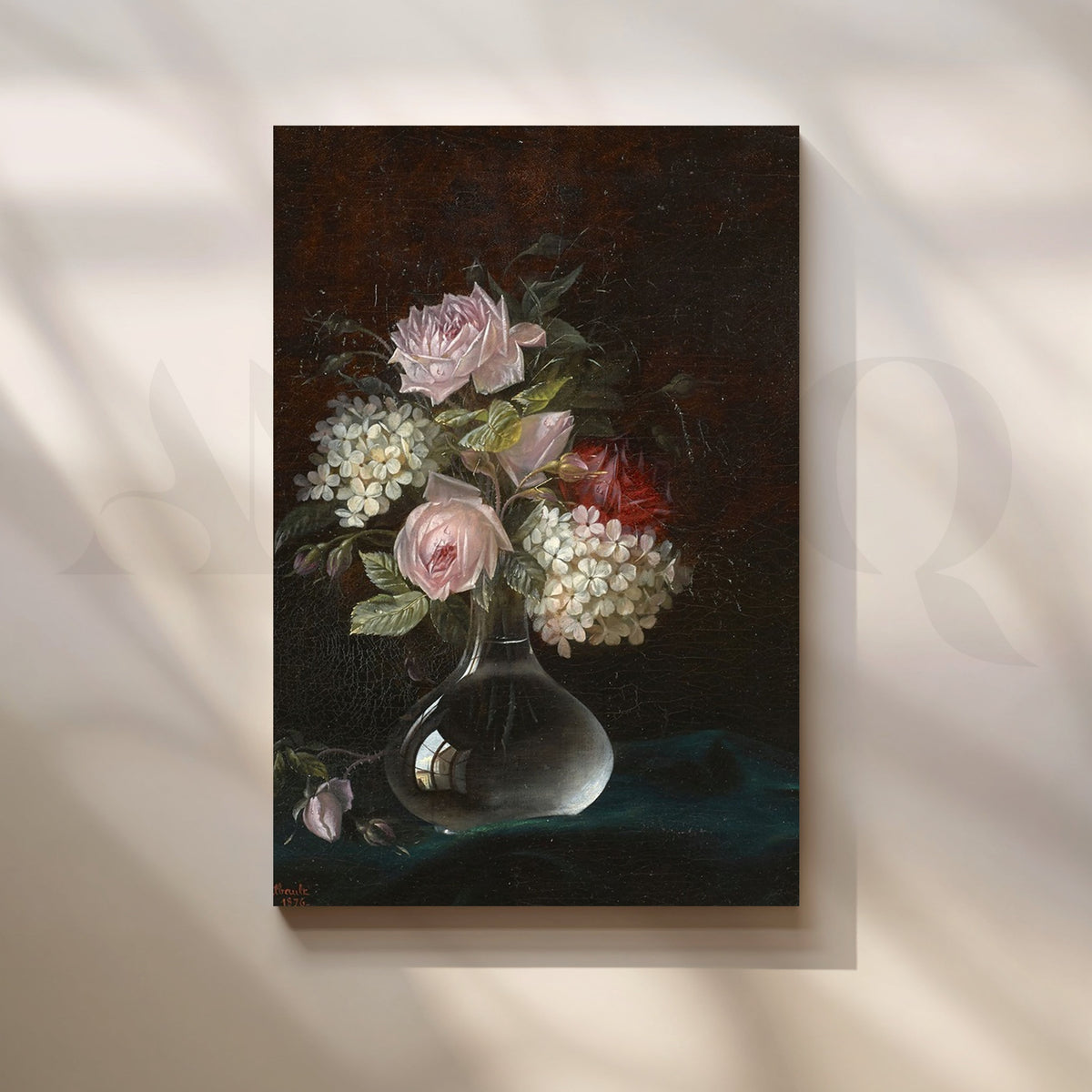 Blush Roses in Glass Vase Canvas Artwork – Asha Art Studio