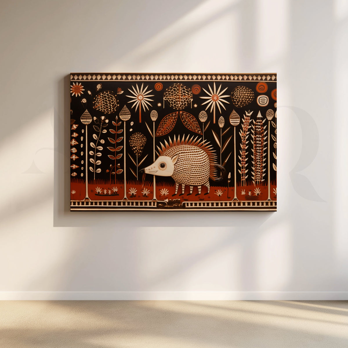 Hedgehog in Bloom Canvas Artwork – Asha Art Studio