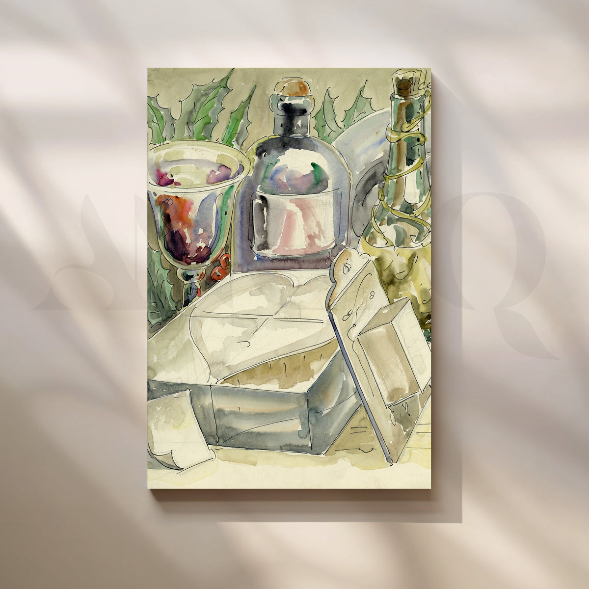 Wine Bottles and Silverware Canvas Artwork – Asha Art Studio