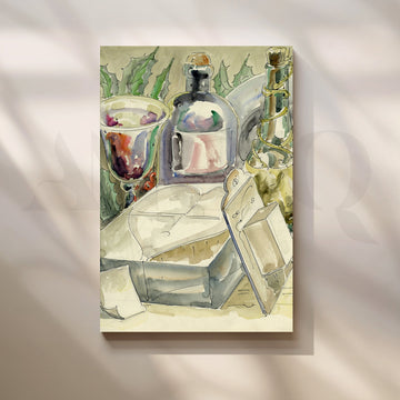 Wine Bottles and Silverware Canvas Artwork – Asha Art Studio