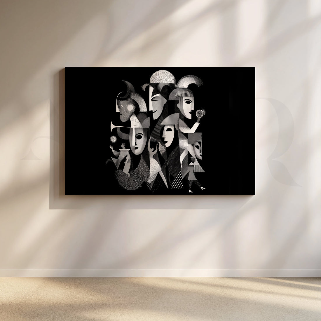 Cubist Noir Ensemble Canvas Artwork – Asha Art Studio