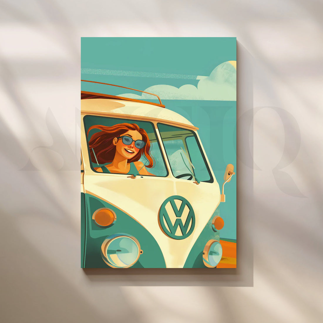 Surf Van Daydream Canvas Painting for Beach House Entry – Asha Art Studio