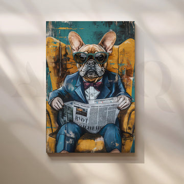 Dapper Bulldog Canvas Painting for Home Office – Asha Art Studio