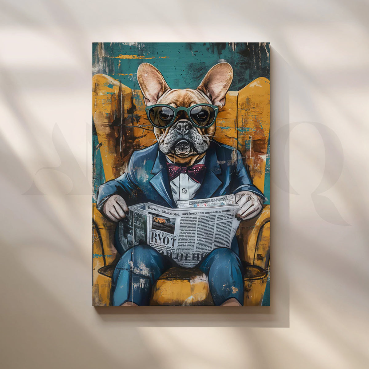 Dapper Bulldog Canvas Painting for Home Office – Asha Art Studio