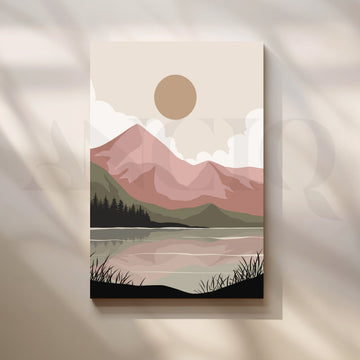 Blush Lake Peaks Canvas Artwork – Asha Art Studio