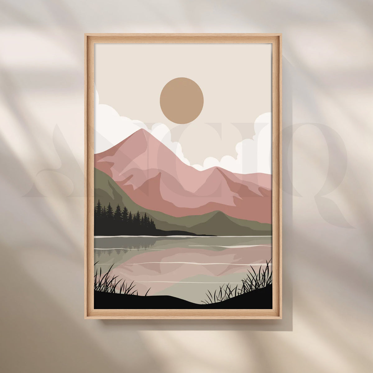 Blush Lake Peaks Canvas Artwork – Asha Art Studio – Image 5