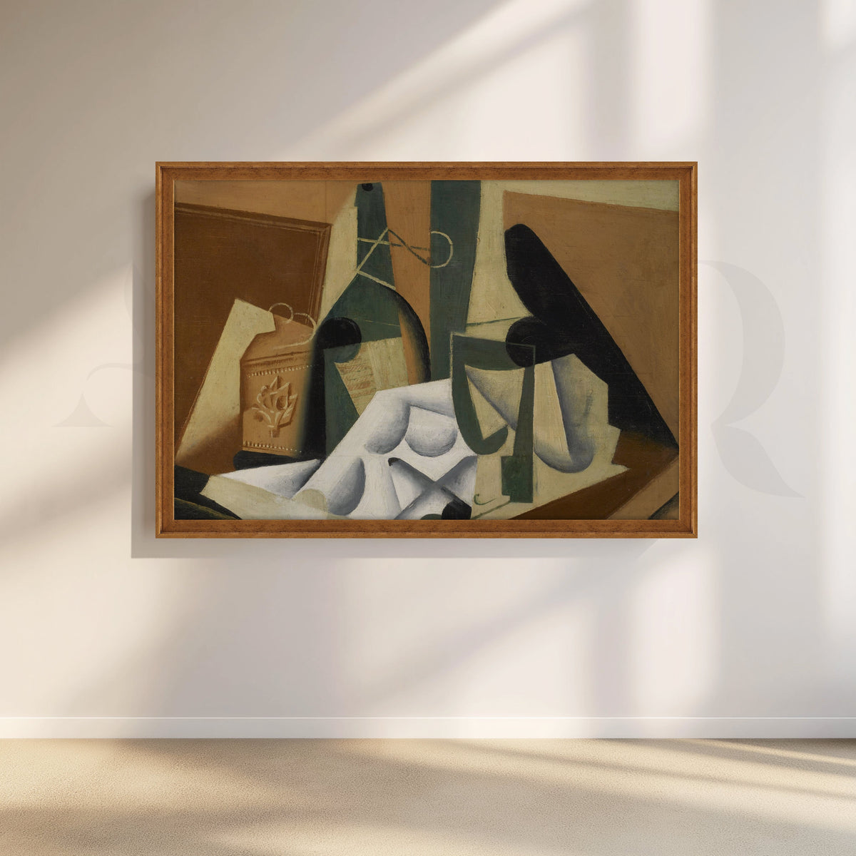 Cubist Still Life with Bottle Canvas Artwork – Asha Art Studio – Image 6