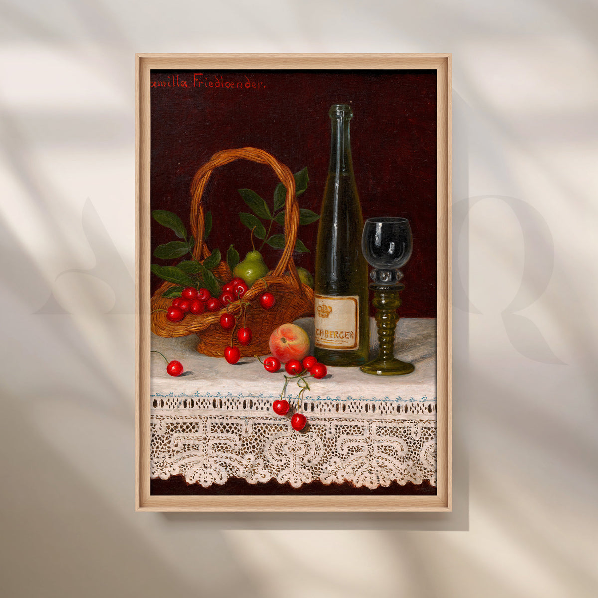 Wine and Cherries Still Life Canvas Artwork – Asha Art Studio – Image 5