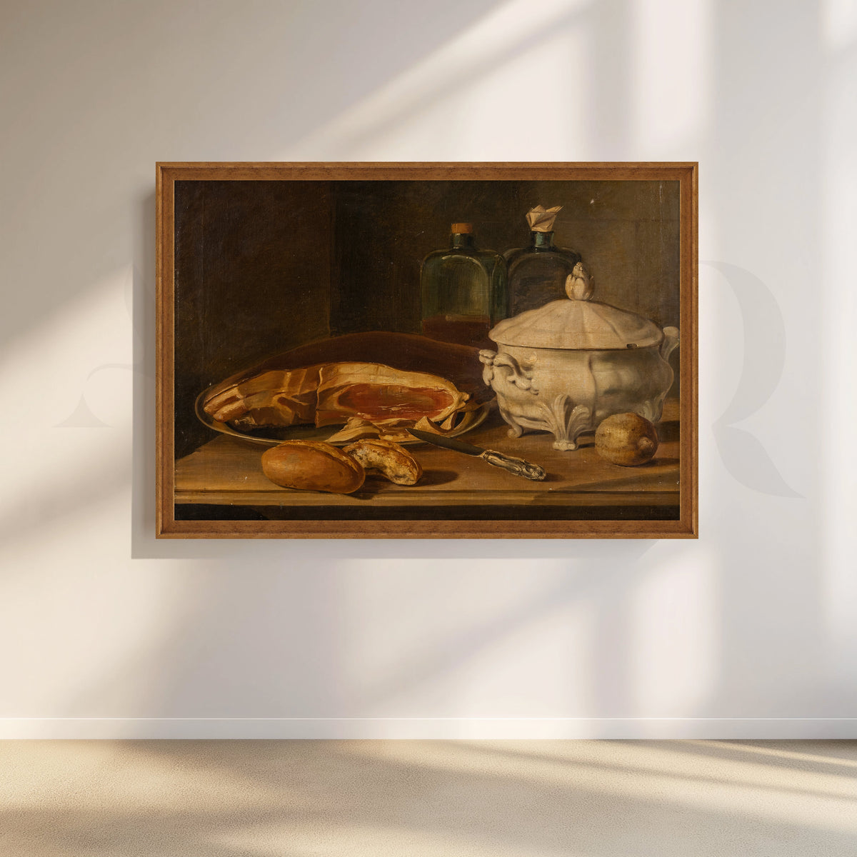 Still Life with Ham and Pottery Canvas Artwork – Asha Art Studio – Image 6