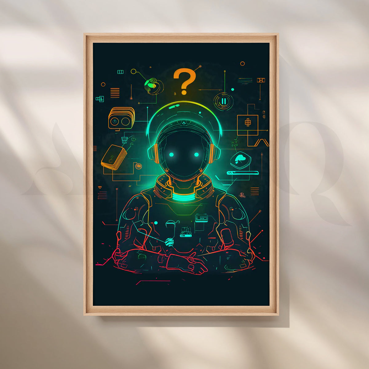 Neon AI Navigator Canvas Painting for Home Office – Asha Art Studio – Image 5