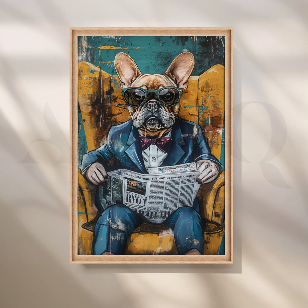 Dapper Bulldog Canvas Painting for Home Office – Asha Art Studio – Image 5
