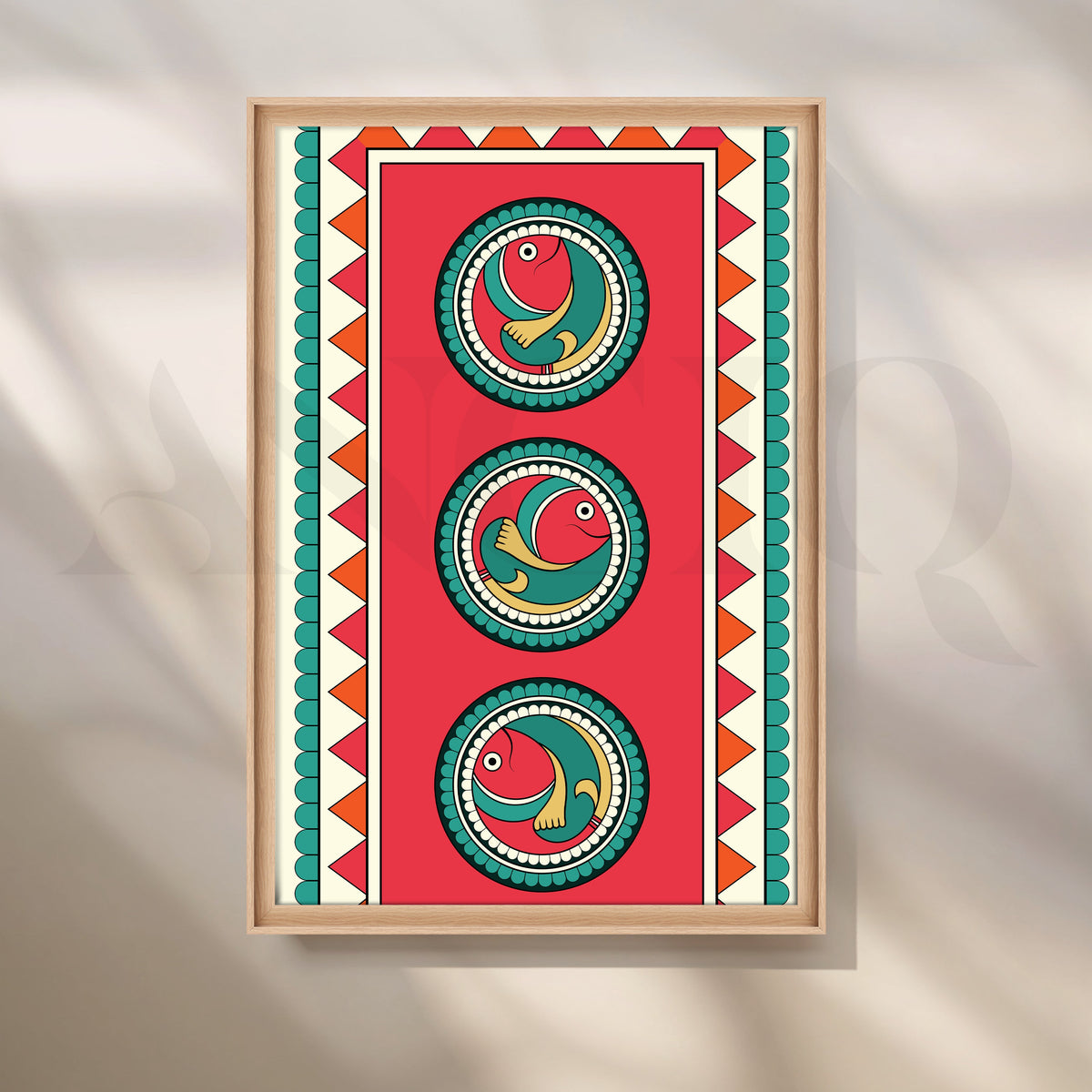 Folk Fish Pattern Canvas Artwork – Asha Art Studio – Image 5