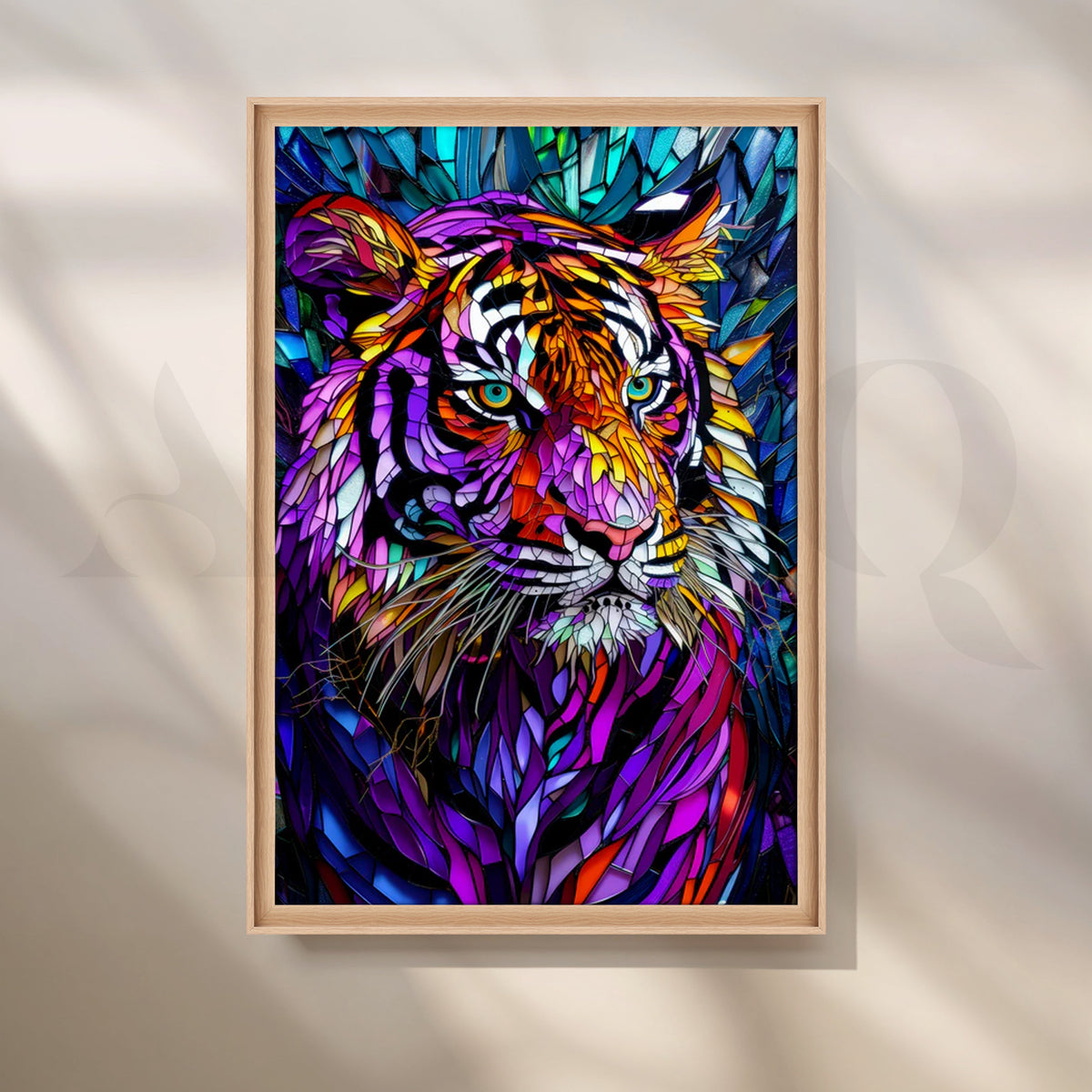 Prismatic Tiger Mosaic Canvas Painting for Contemporary Office – Asha Art Studio – Image 5