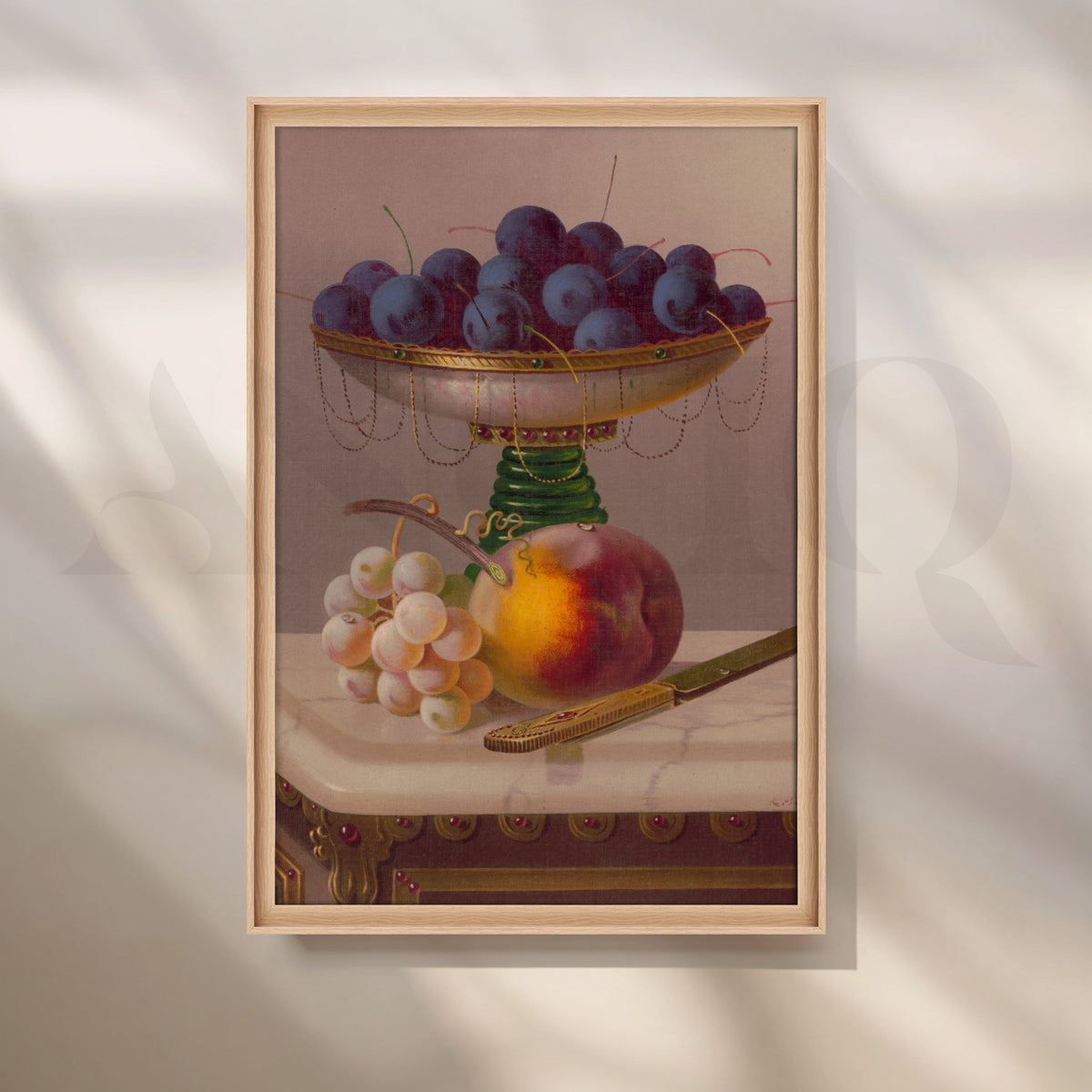 Grapes and Peach Still Life Canvas Artwork – Asha Art Studio – Image 5