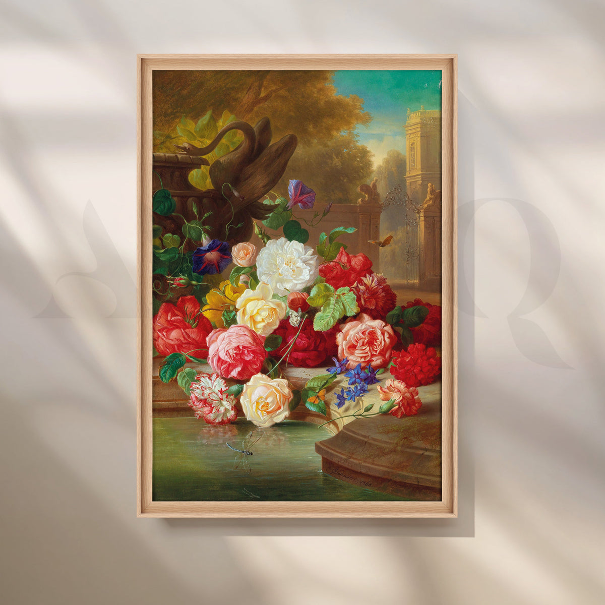 Garden Roses by the Fountain Canvas Artwork – Asha Art Studio – Image 5