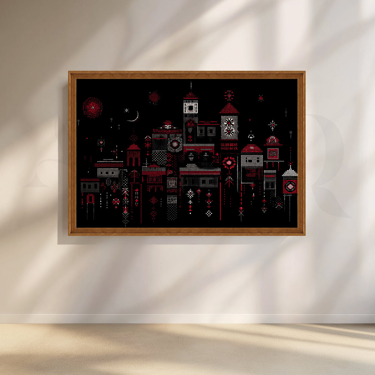 Midnight Mosaic Skyline Canvas Artwork – Asha Art Studio – Image 6