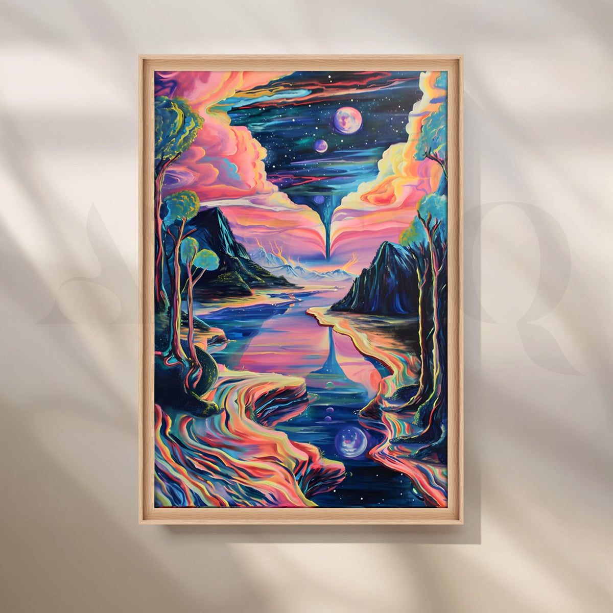 Starlit Portal Lake Canvas Painting for Bedroom – Asha Art Studio – Image 5