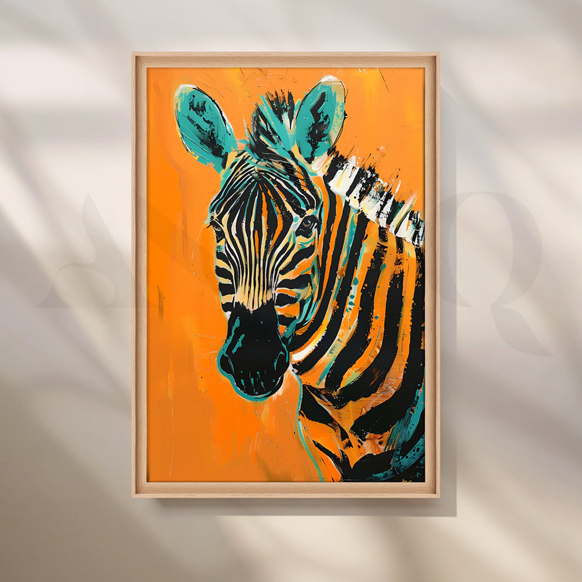 Bold Zebra on Tangerine Canvas Pop Art – Asha Art Studio – Image 5