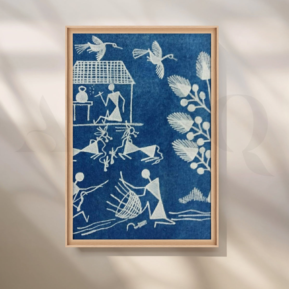 Indigo Village Warli Canvas Artwork – Asha Art Studio – Image 5