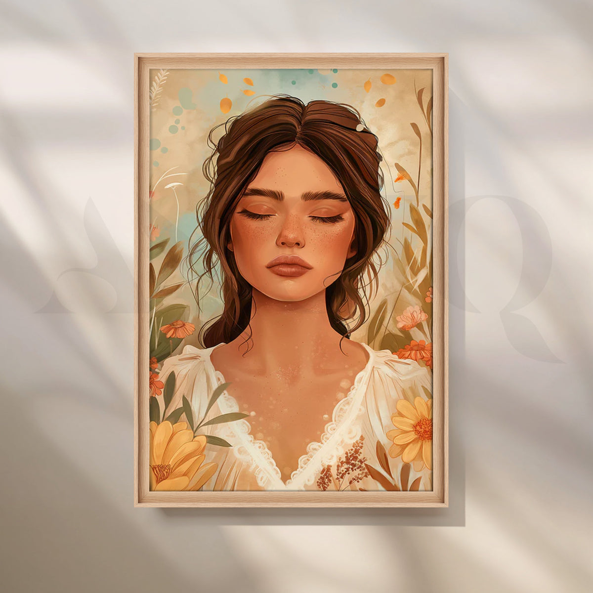 Golden Meadow Muse Canvas Painting for Serene Bedrooms – Asha Art Studio – Image 5