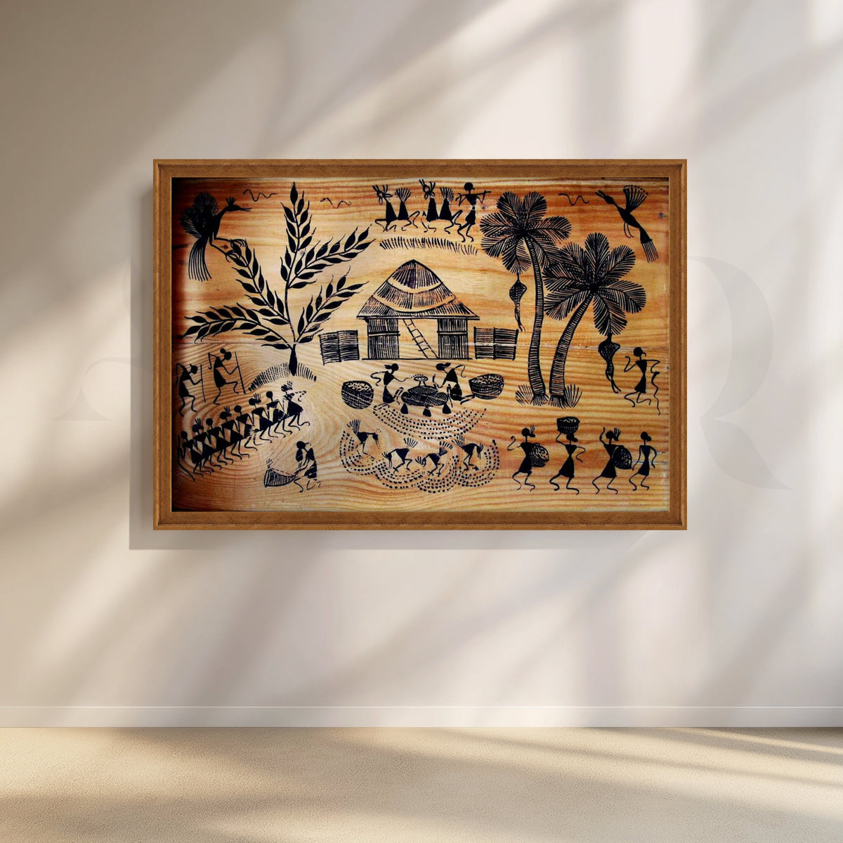 Village Bonfire Warli Canvas Artwork – Asha Art Studio – Image 6