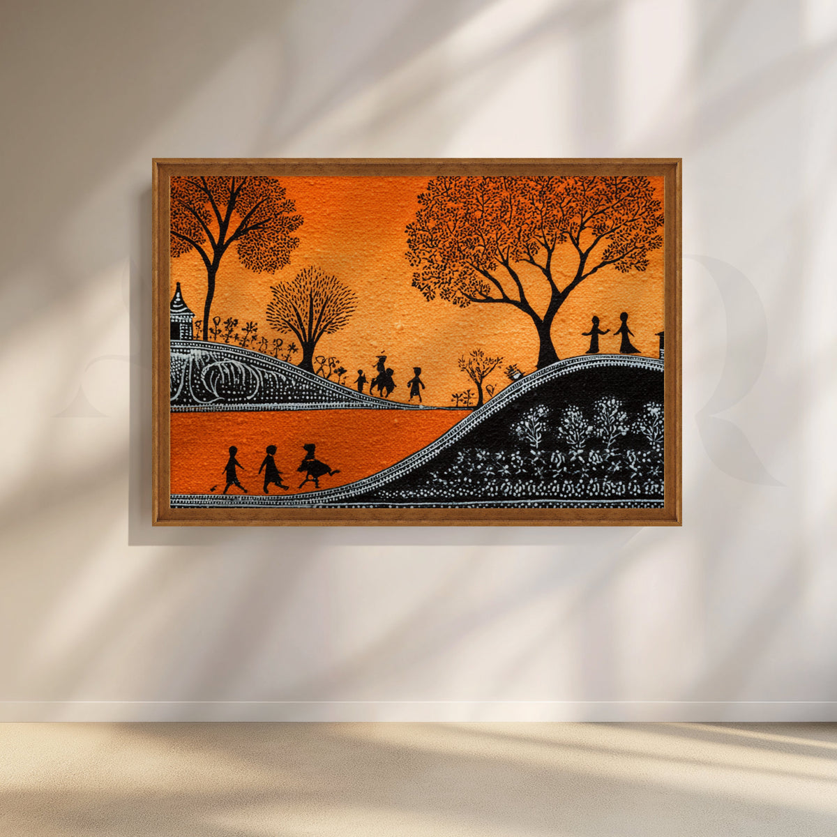 Golden Dusk Village Walk Canvas Artwork – Asha Art Studio – Image 6