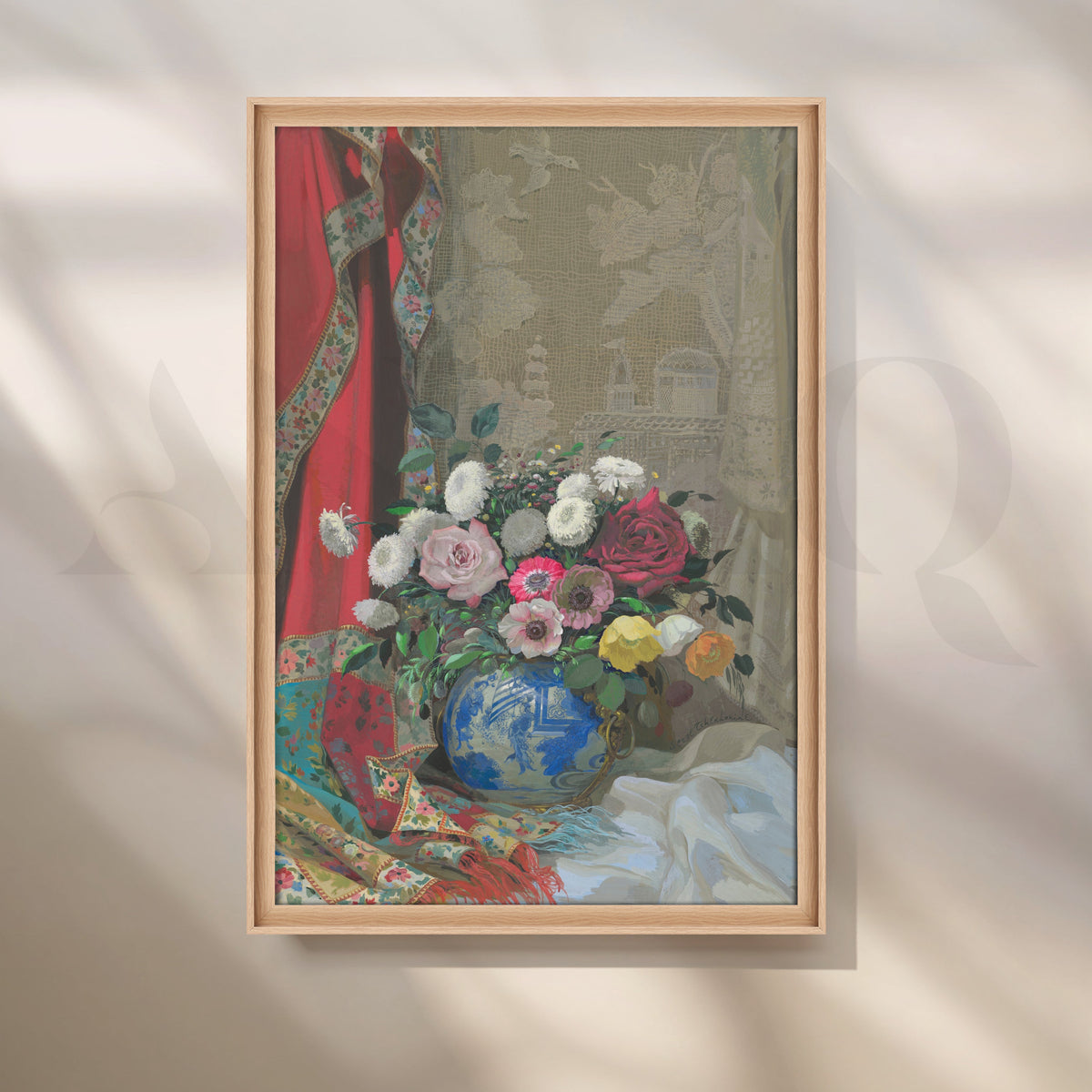 Floral Elegance in Blue Vase Canvas Artwork – Asha Art Studio – Image 5