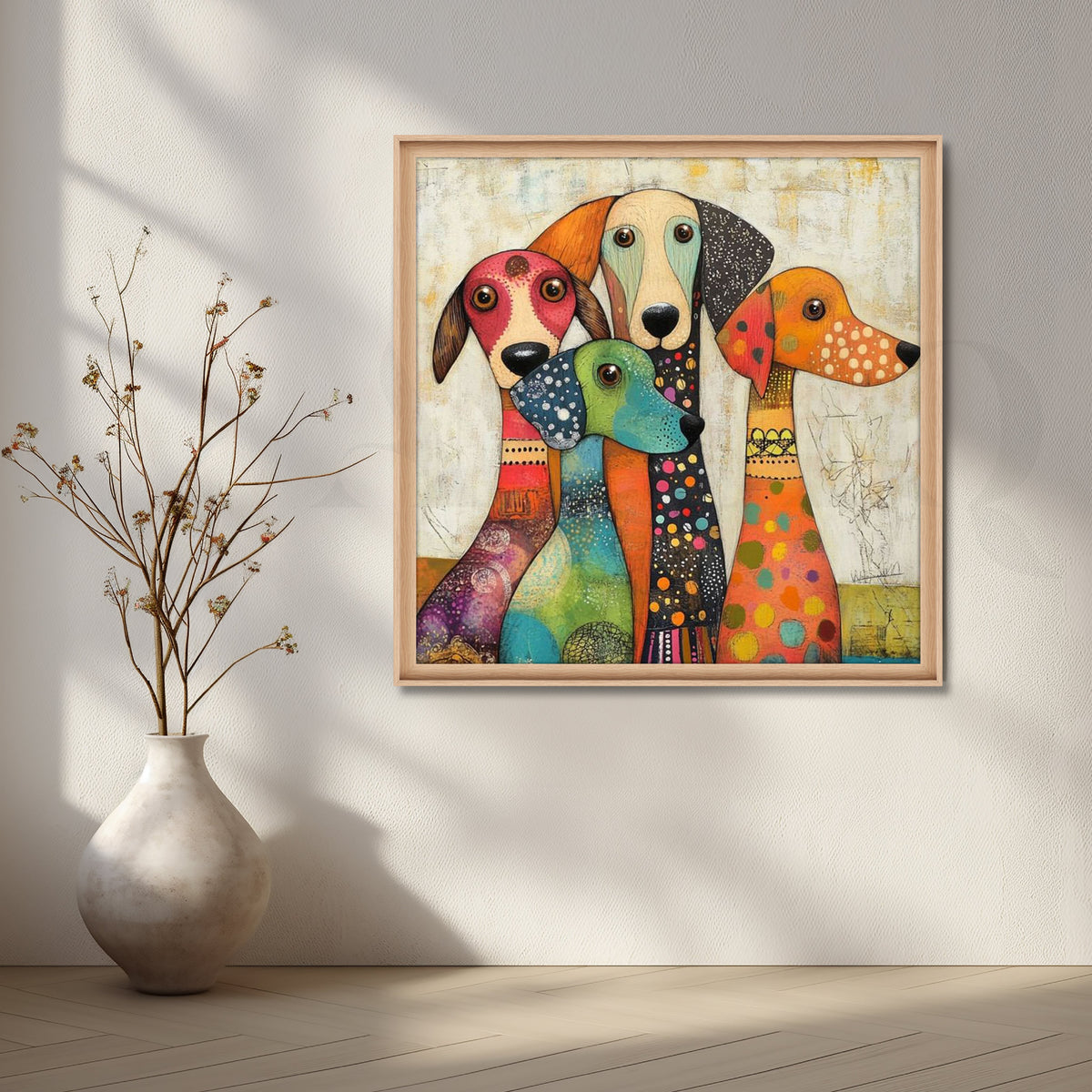 Four Colorful Hounds Canvas Artwork – Asha Art Studio – Image 5