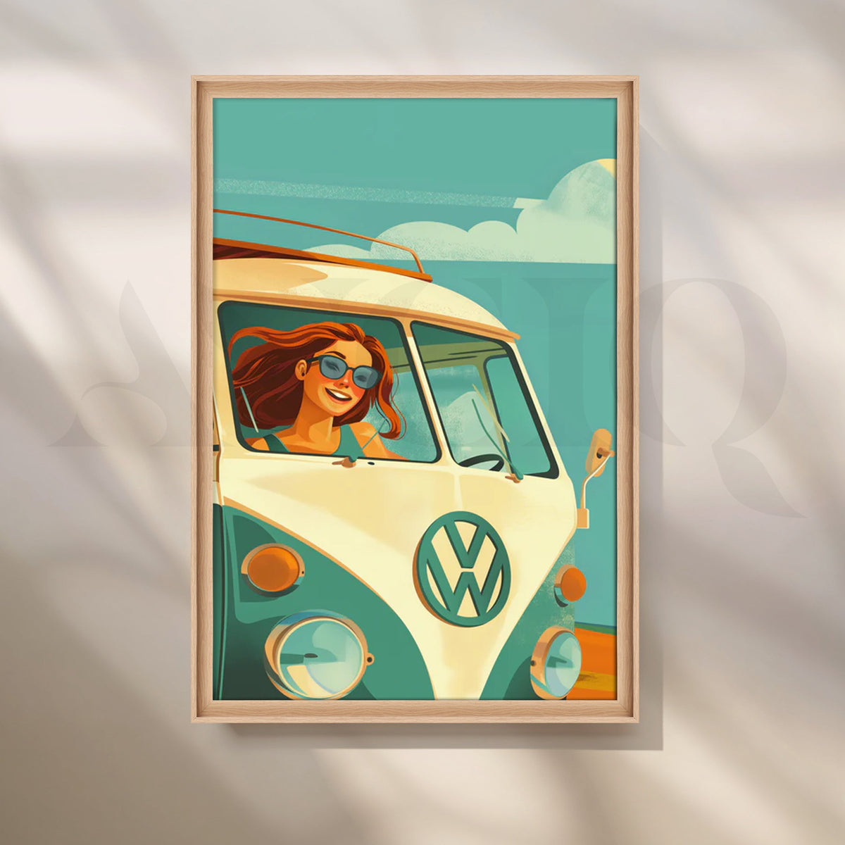 Surf Van Daydream Canvas Painting for Beach House Entry – Asha Art Studio – Image 5