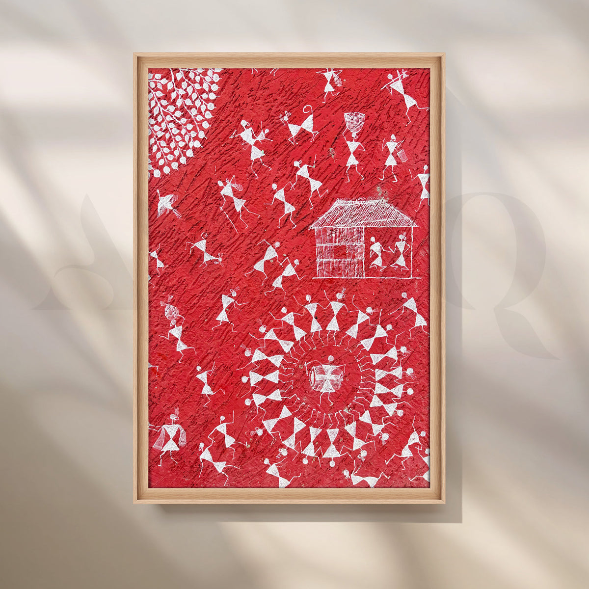 Warli Village Dance Canvas Artwork – Asha Art Studio – Image 5