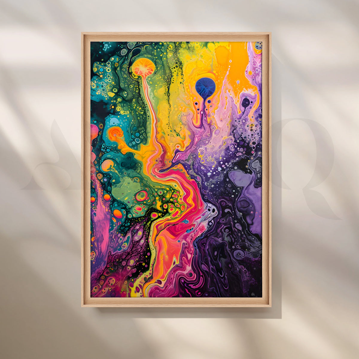 Neon Nebula Pour Canvas Painting for Modern Living Room – Asha Art Studio – Image 5