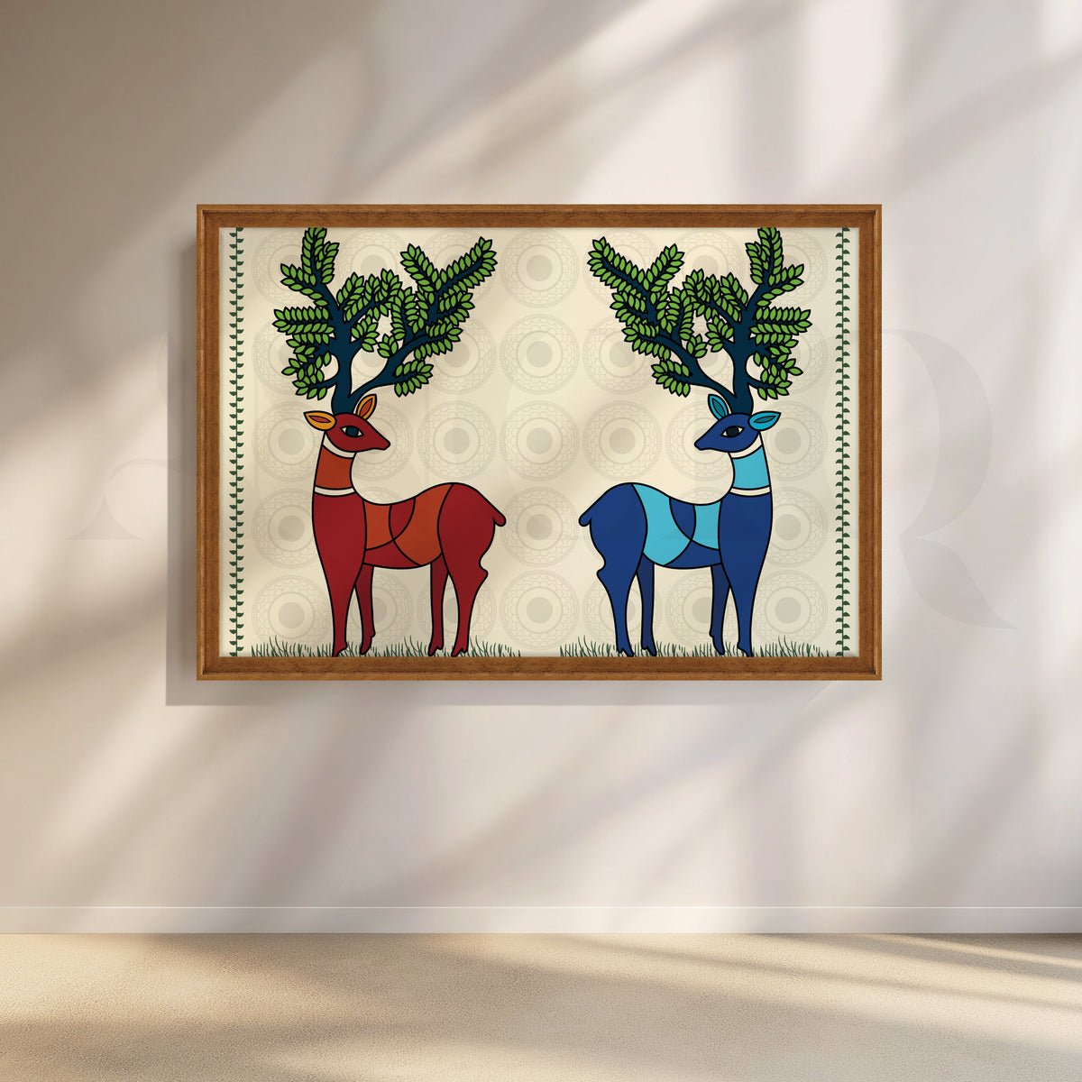 Dual Deer Harmony Canvas Artwork – Asha Art Studio – Image 6