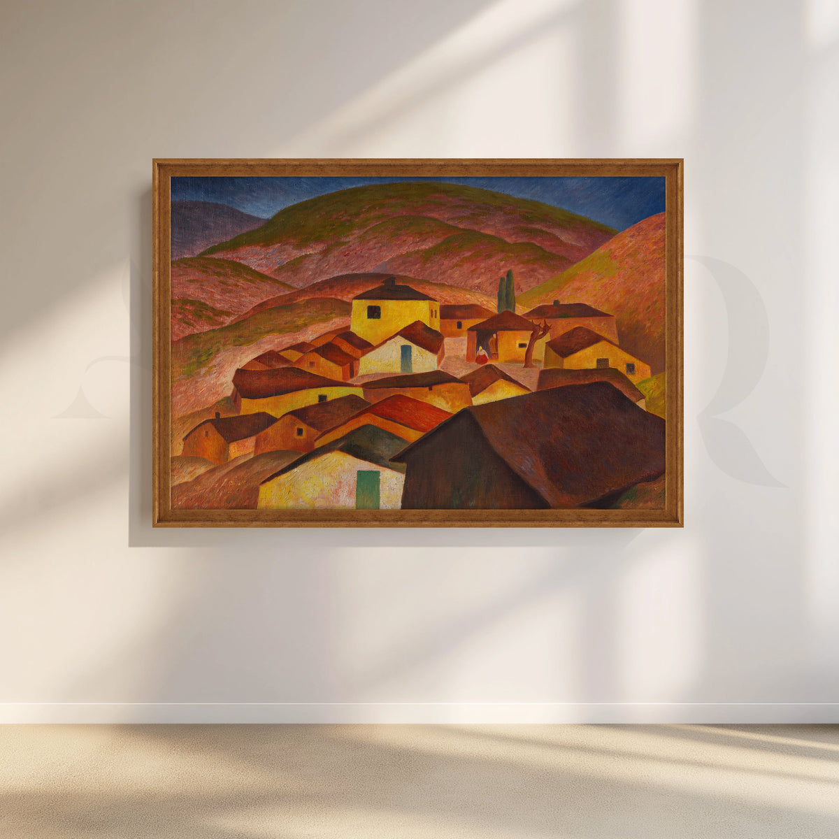 Terracotta Hillside Village Canvas Artwork – Asha Art Studio – Image 6