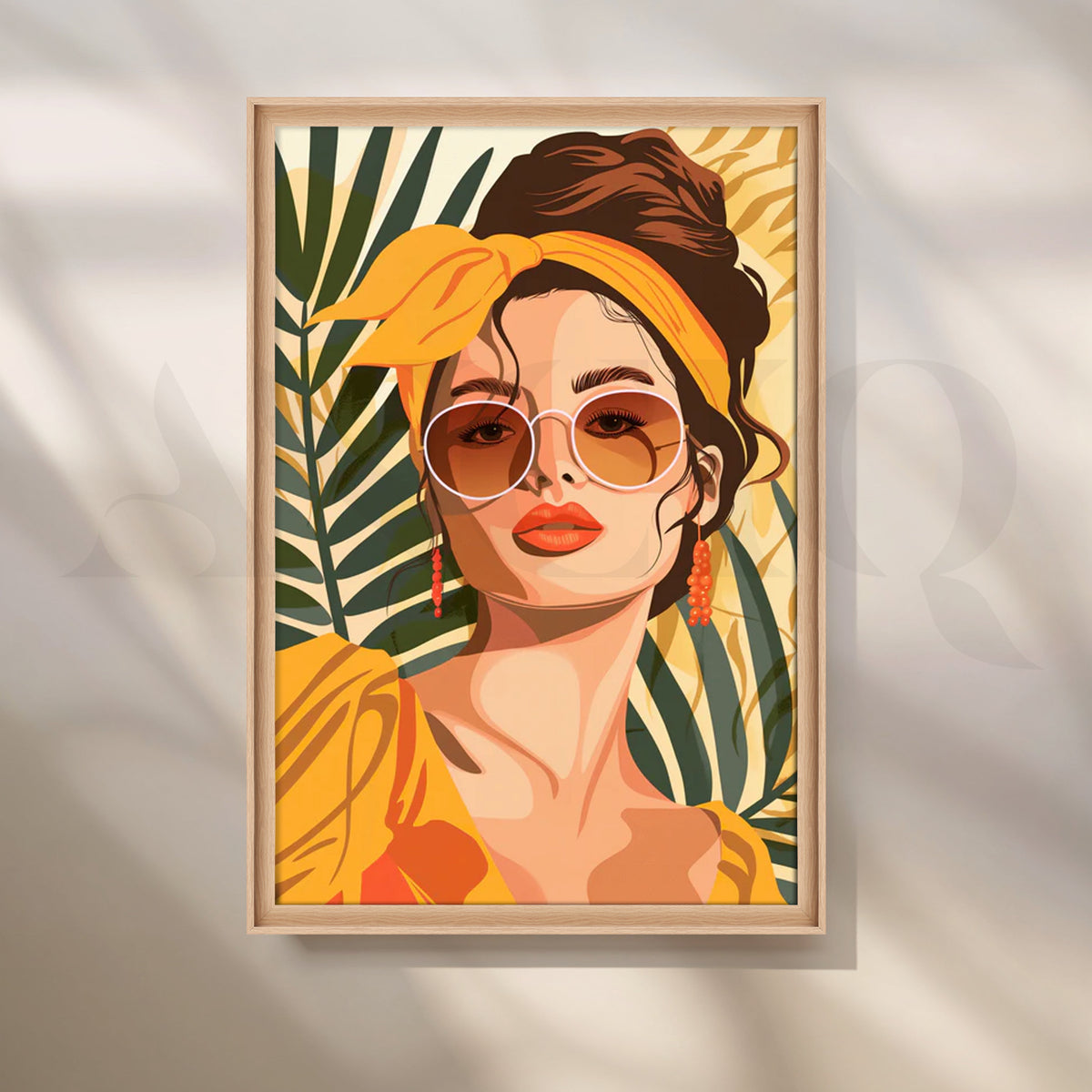 Sunlit Palm Muse Canvas Painting for Contemporary Living Room – Asha Art Studio – Image 5