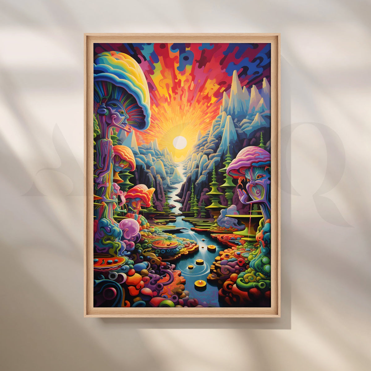 Psychedelic Sunrise Valley Canvas Painting for Living Room – Asha Art Studio – Image 5