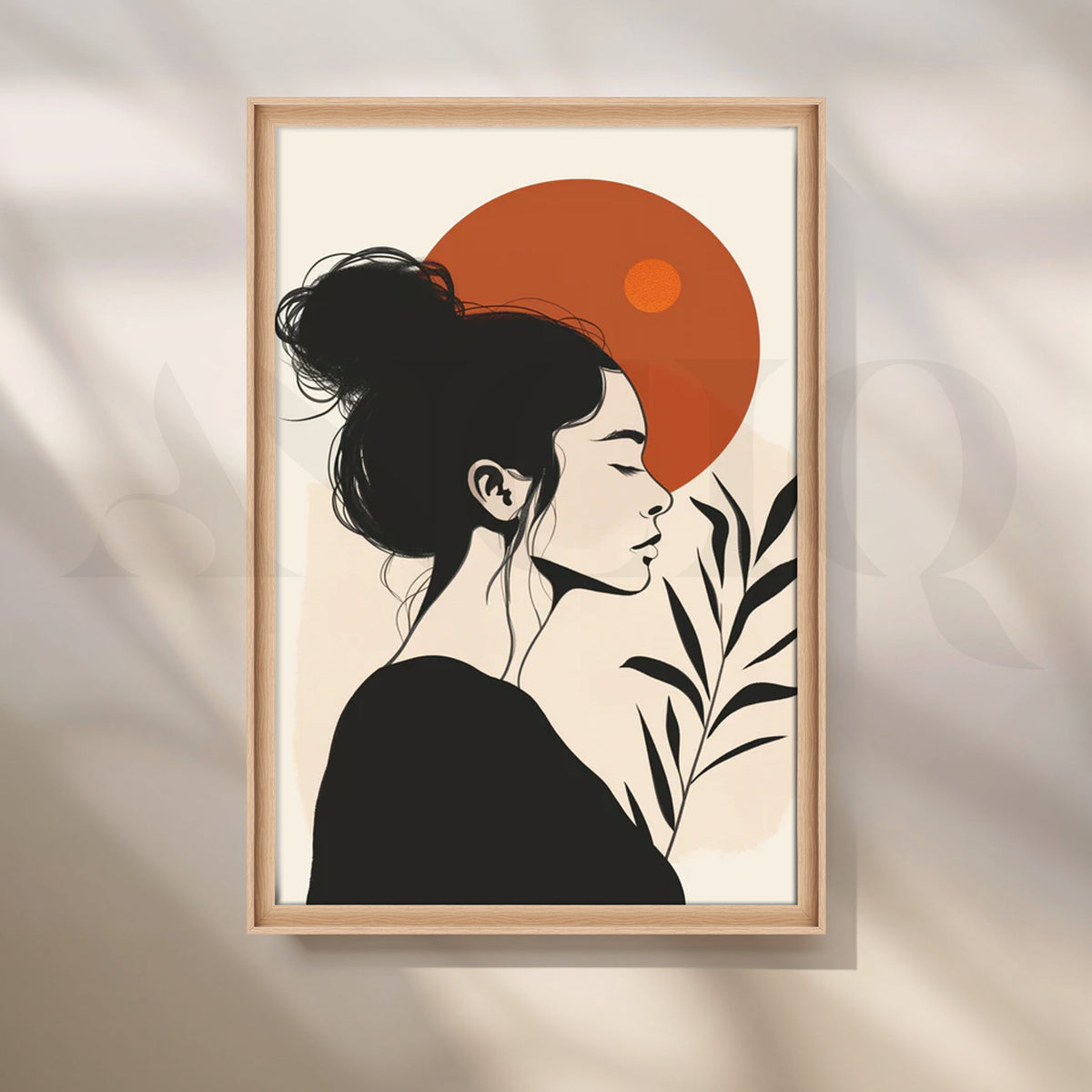 Terracotta Moon Muse Canvas Painting for Staircase – Asha Art Studio – Image 5