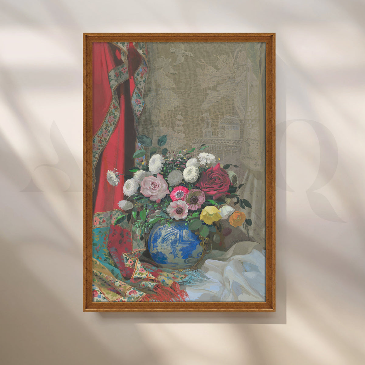 Floral Elegance in Blue Vase Canvas Artwork – Asha Art Studio – Image 6