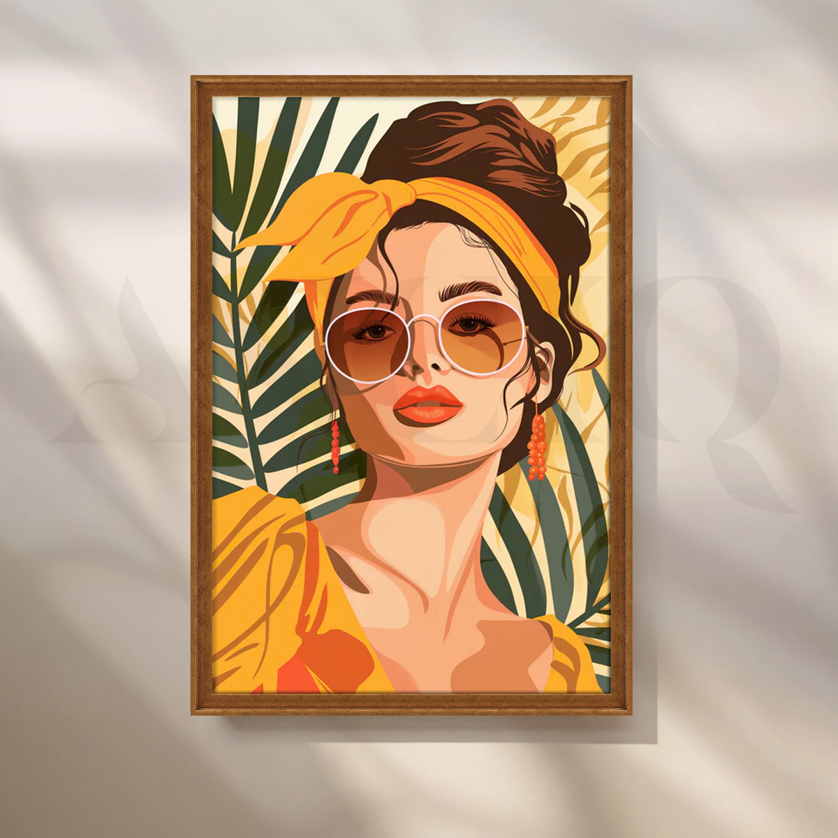 Sunlit Palm Muse Canvas Painting for Contemporary Living Room – Asha Art Studio – Image 6