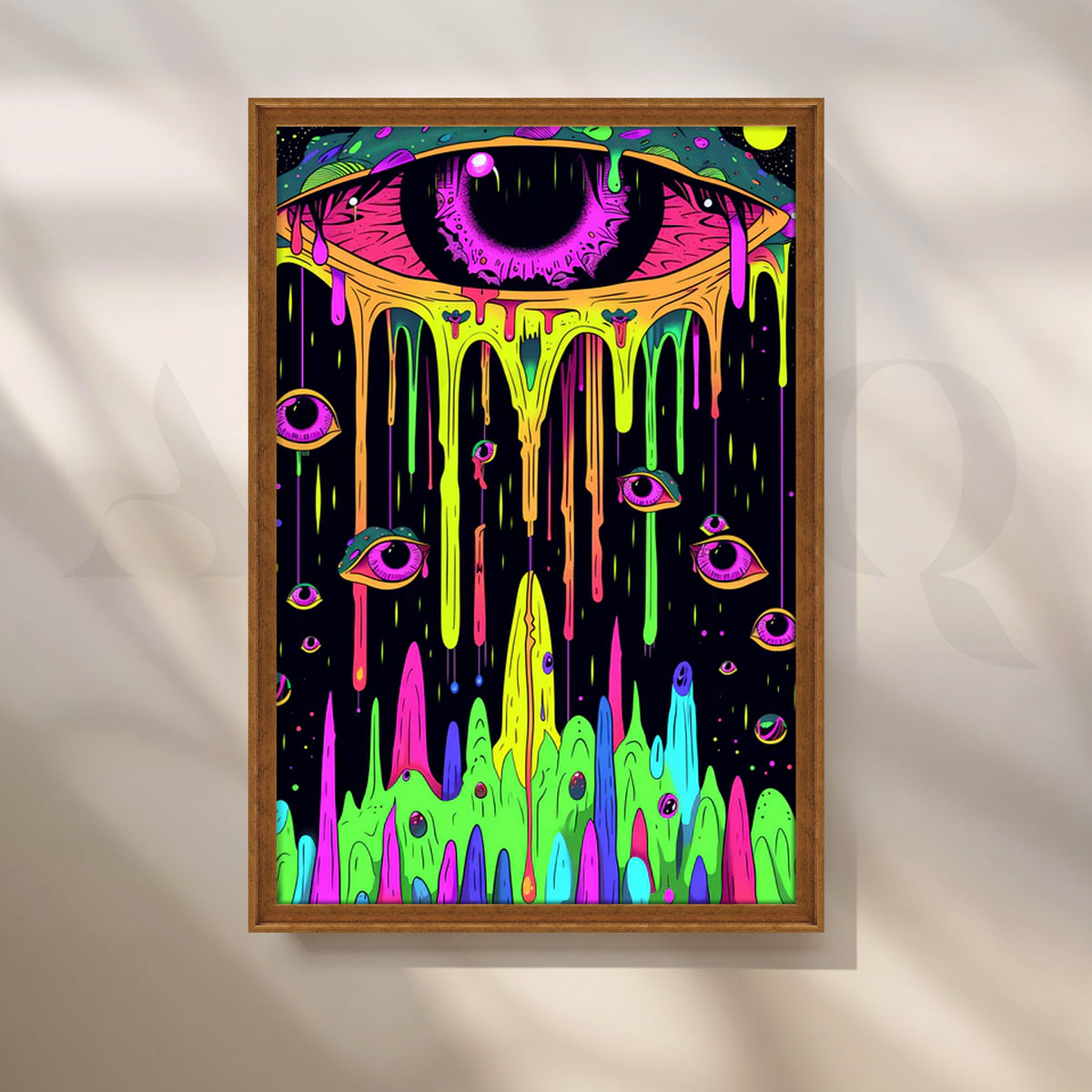 Psychedelic Drip Eye Canvas Painting for Music Studio or Dorm Room – Asha Art Studio – Image 6