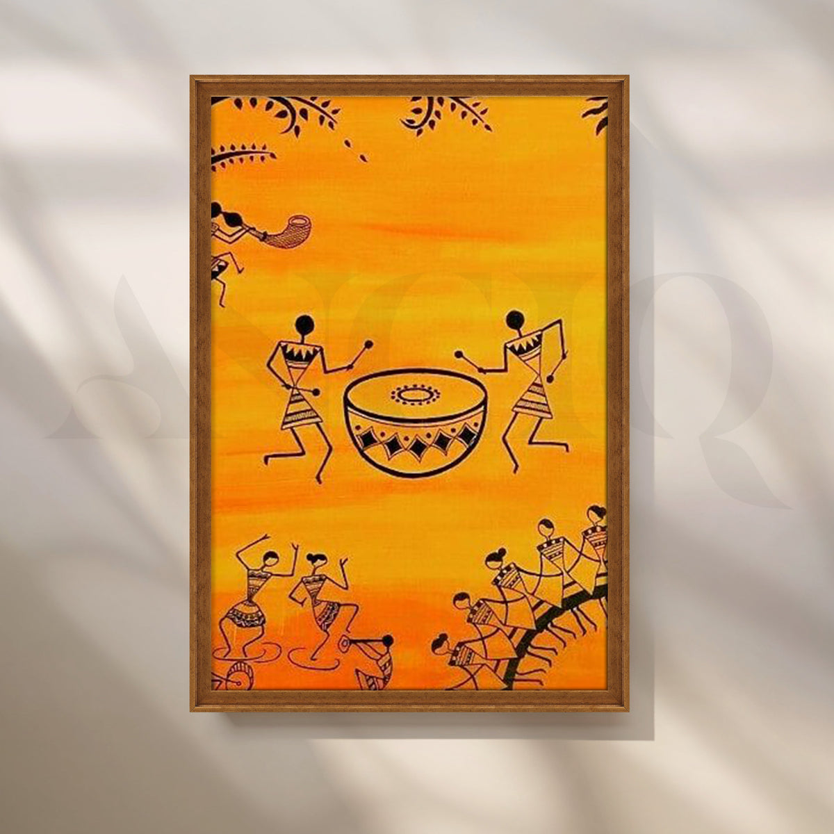 Warli Drum Celebration Canvas Artwork – Asha Art Studio – Image 6