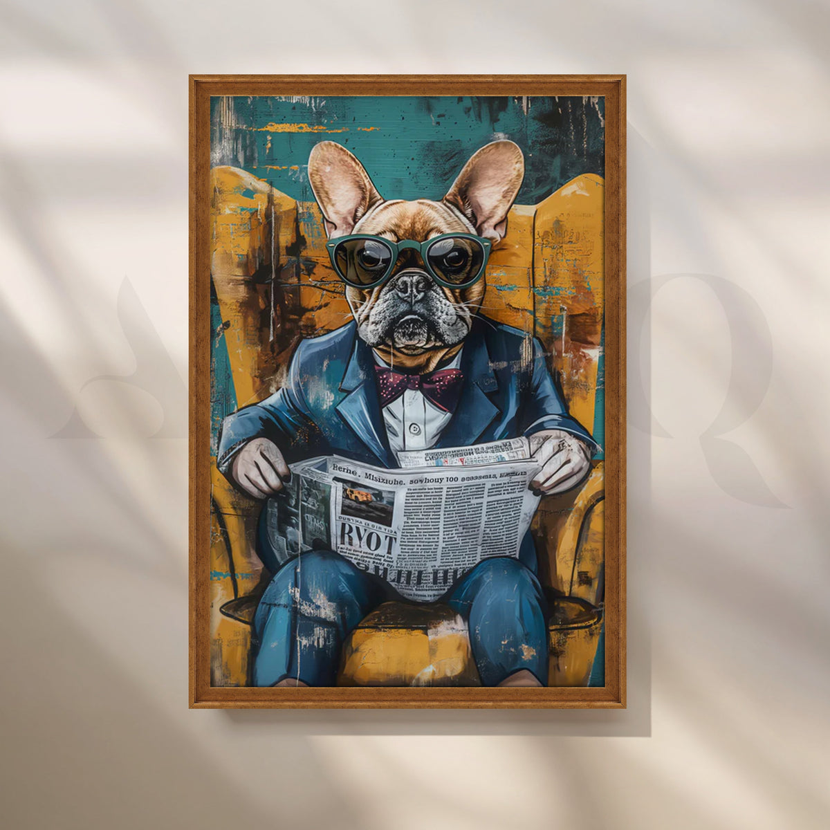 Dapper Bulldog Canvas Painting for Home Office – Asha Art Studio – Image 6