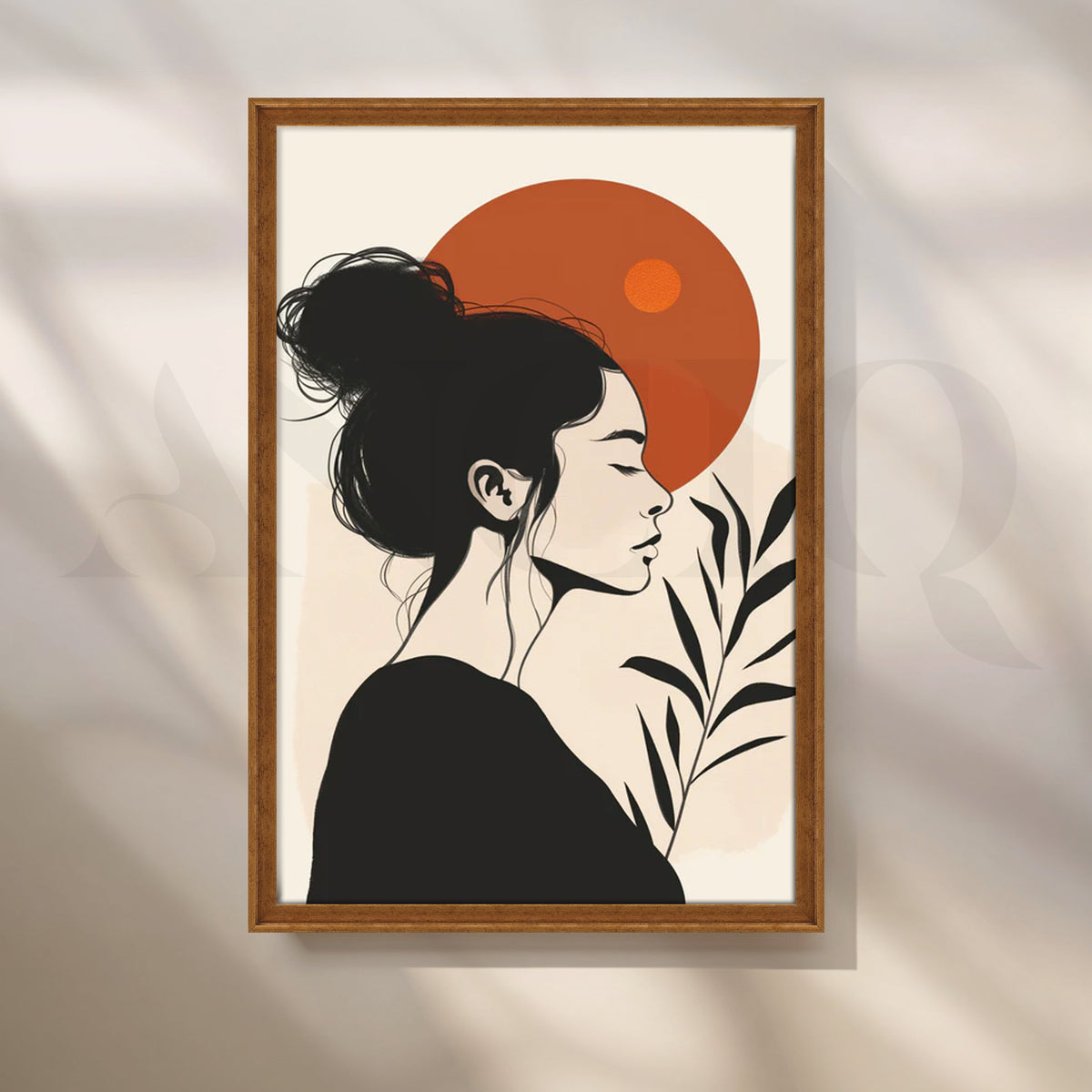 Terracotta Moon Muse Canvas Painting for Staircase – Asha Art Studio – Image 6