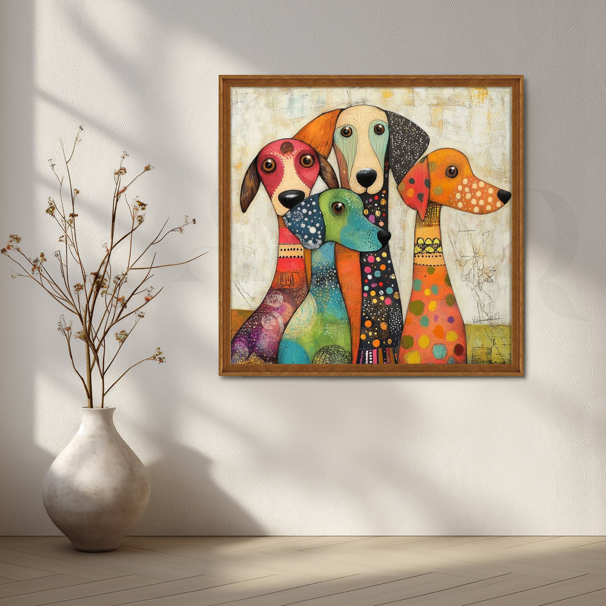 Four Colorful Hounds Canvas Artwork – Asha Art Studio – Image 6
