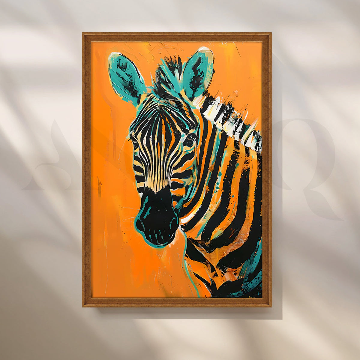 Bold Zebra on Tangerine Canvas Pop Art – Asha Art Studio – Image 6