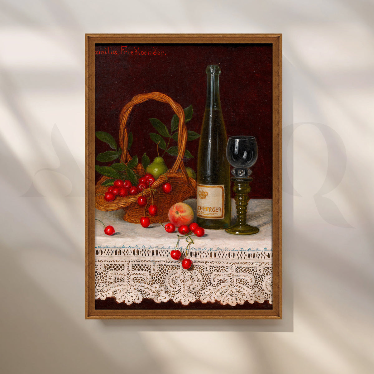 Wine and Cherries Still Life Canvas Artwork – Asha Art Studio – Image 6