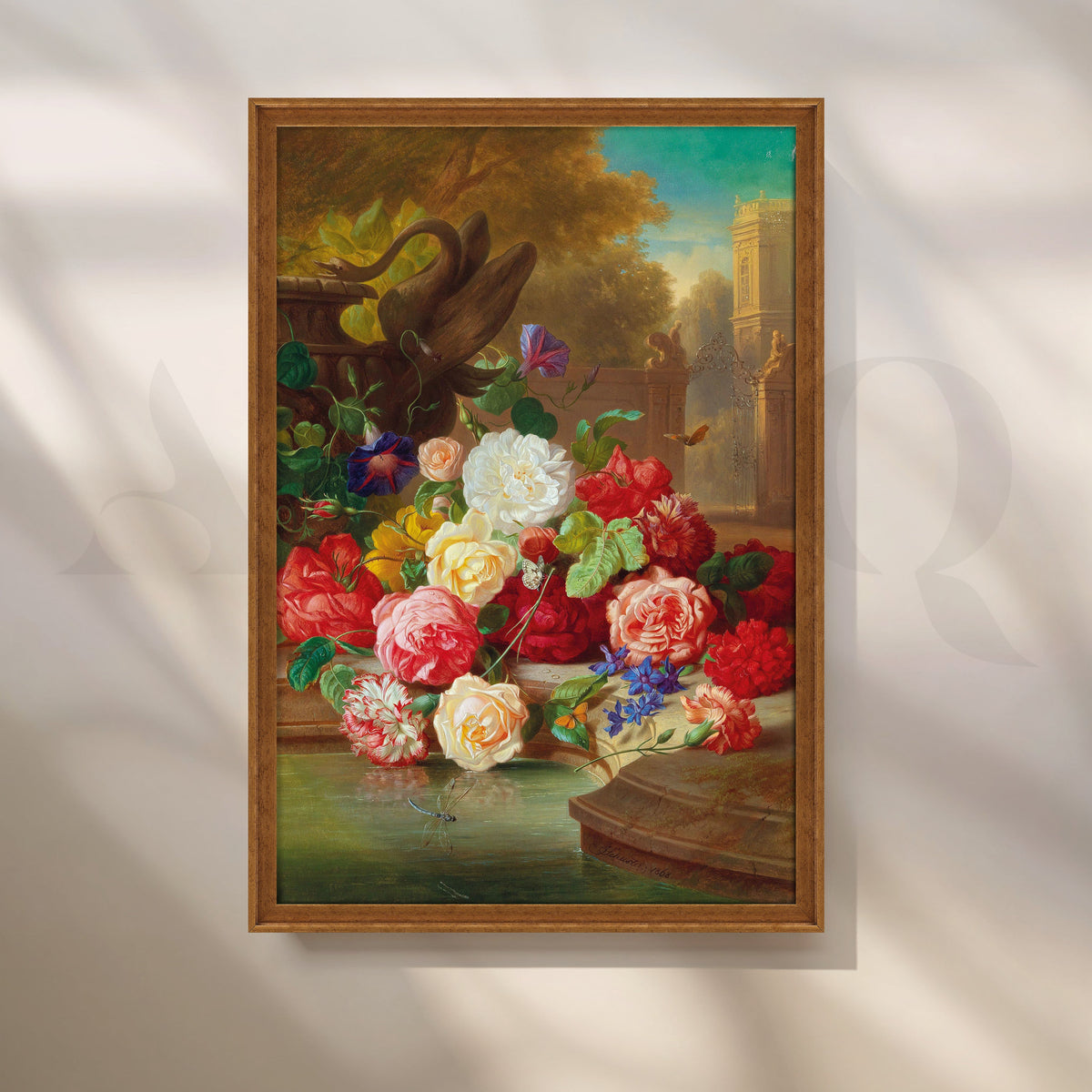 Garden Roses by the Fountain Canvas Artwork – Asha Art Studio – Image 6